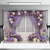 Lofaris Violet Floral Curtain Window Sweet Wedding Backdrop
